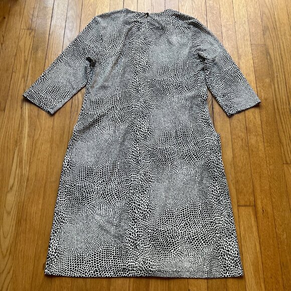 J. McLaughlin Size XL Black & White Animal Print 3/4 Sleeve Bodycon Shift Dress - Picture 15 of 16